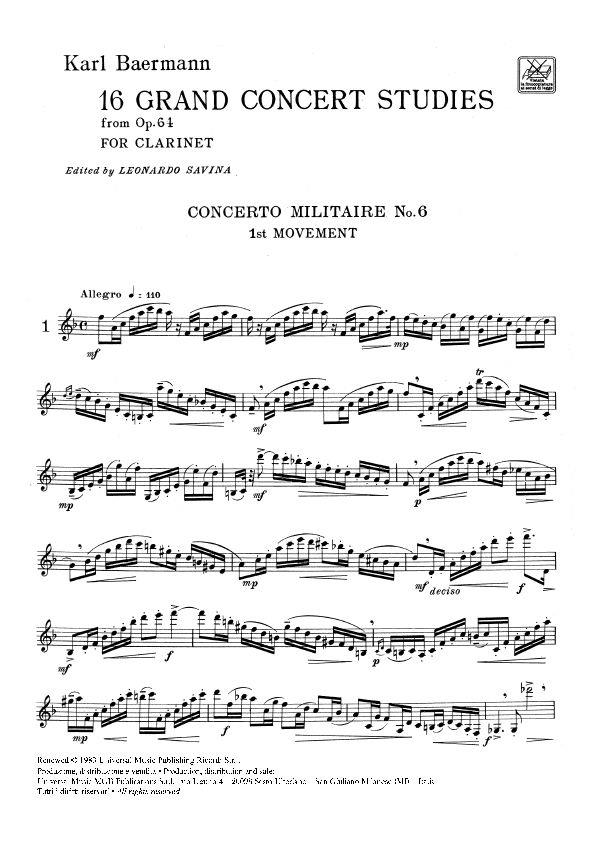 16 Grandi Studi Da Concerto Dall'Op. 64 - cvičení pro klarinet